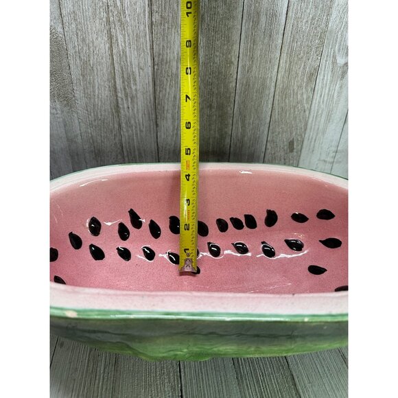 Vtg Watermelon Shaped Serving Bowl Ceramic Mid Century Modern Fruit Decor 13.5" - Picture 13 of 13